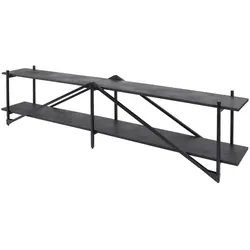 TV-Board Pouv Metalloptik, modern industriell, dunkelgrau, mit 2 festen Böden, 220 cm