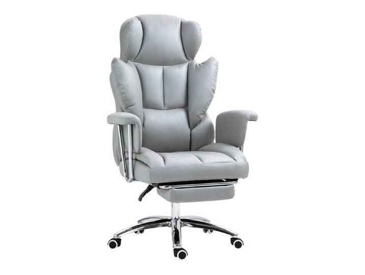 FELIXLEO Bürostuhl Ergonomischer Bürostuhl Polster Fußstütze verstellbare Lehne Hellgrau (1 St)