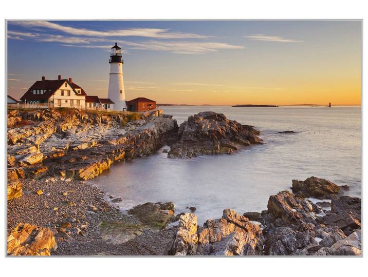 Bild mit Rahmen Leuchtturm Bei Abendstimmung image LAND