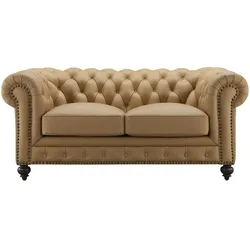 uno Ledersofa im Vintagelook Chesterfield , braun , Maße (cm): B: 183 H: 80 T: 100.0