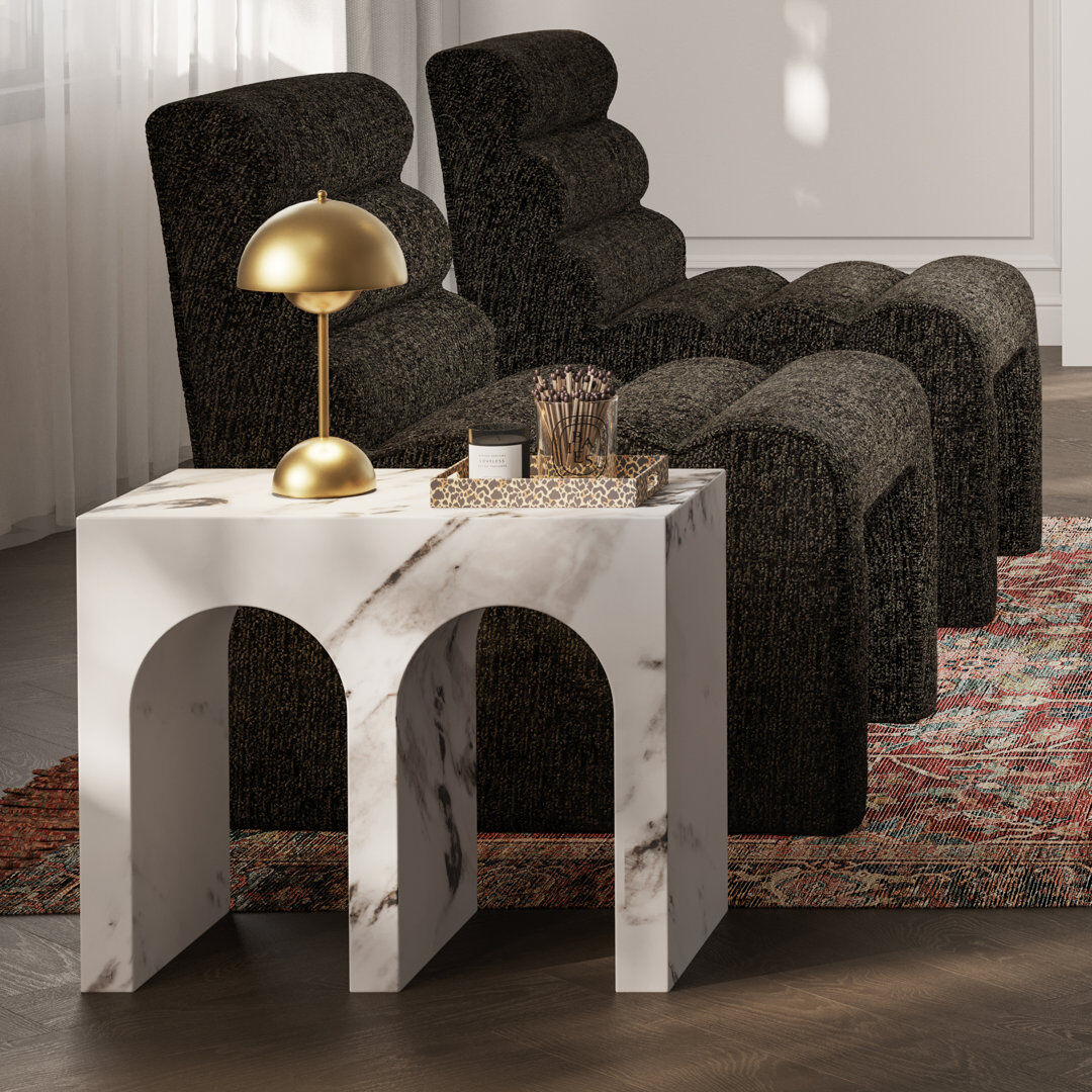 LPD ARCHIE CALACATTA LARGE SIDE TABLE White 45cm H X 30cm W X 55cm D