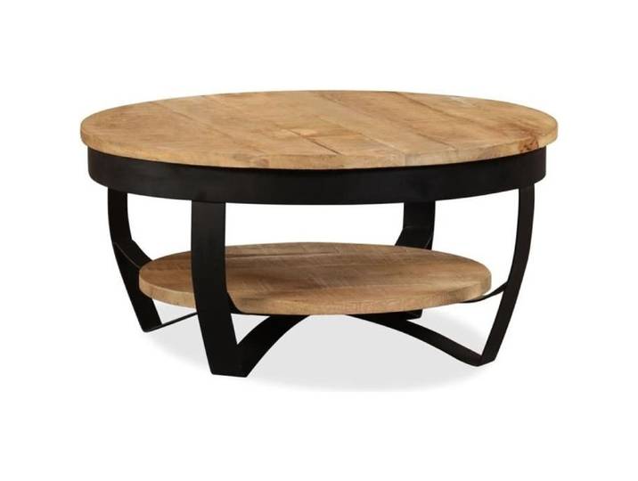 Table basse Design - Bois massif de manguier - 65 x 32 cm - Marron - Industriel - Loft