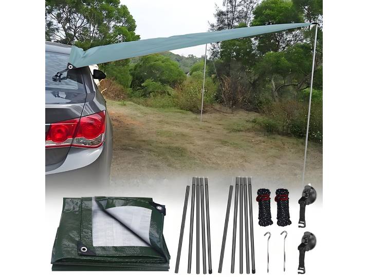 Auvent latéral de voiture 2/3/4/5M avec poteau, bâche de tente de Camping en plein air, auvent étanche, abri solaire