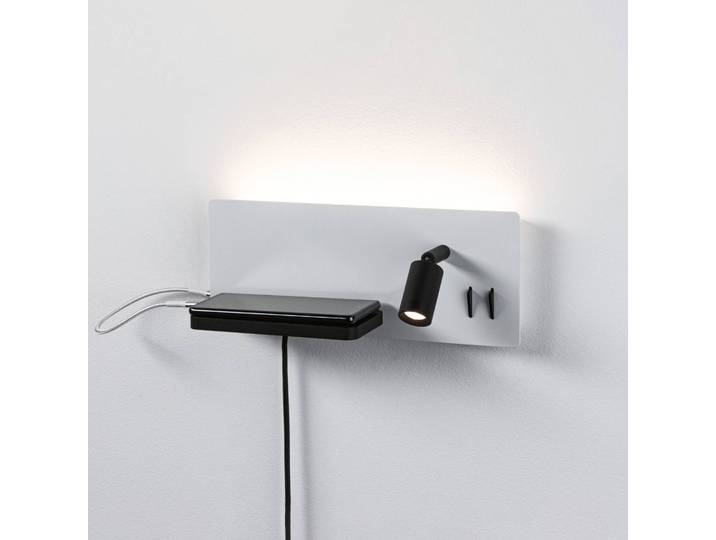 Paulmann Wandleuchte Serra, dimmbar, schwarz, für Schlafzimmer, Metall, Modern, Leselampe