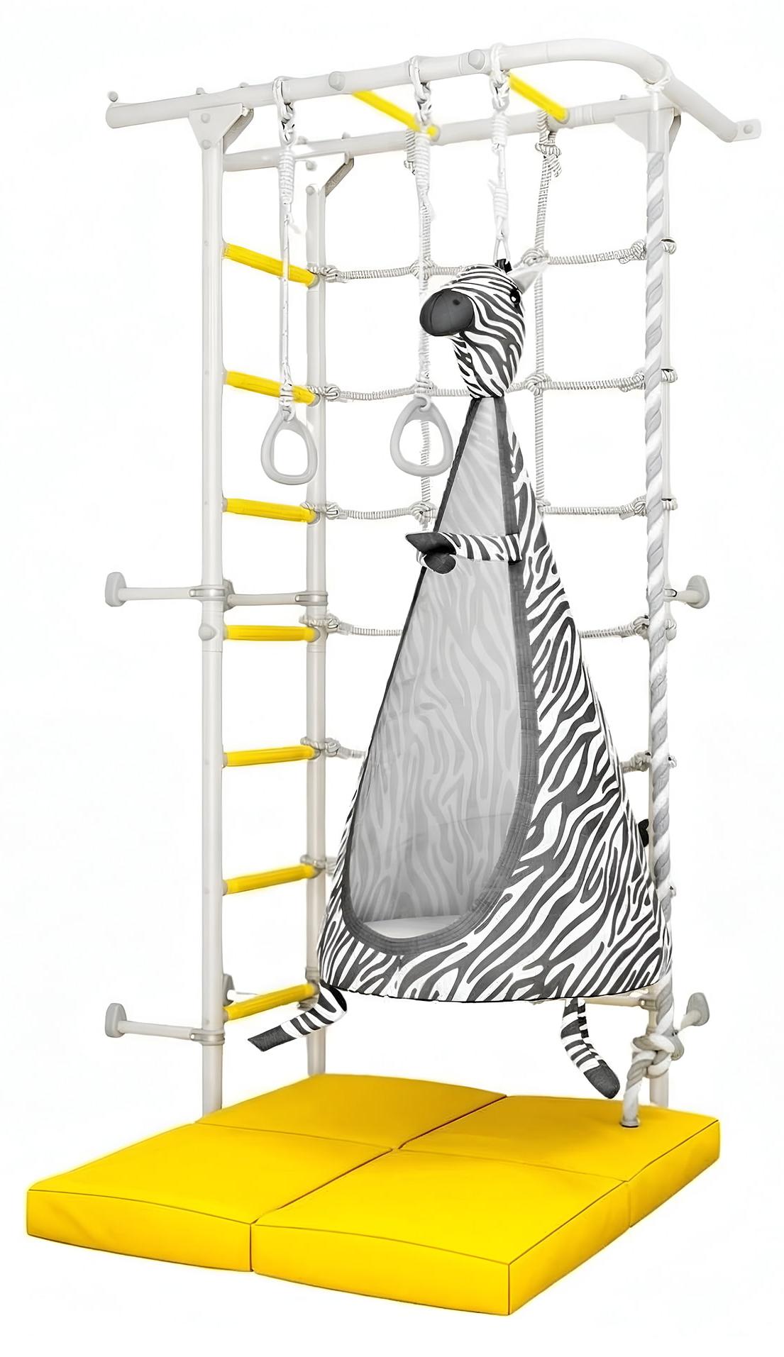 Sprossenwand Kinder Spiel- und Turnleiter Next 4 + Zebra Kokonschaukel
