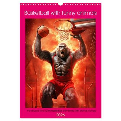 Basketball with funny animals (Wall Calendar 2026 DIN A3 portrait), CALVENDO 12 Month Wall Calendar