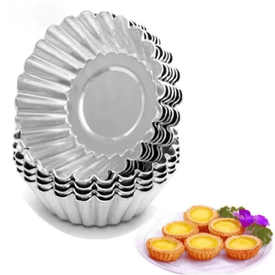 10 Piece Stainless Steel Egg Tart Mold Set Reusable Mini Tart & Pastry Baking Cups 10 Piece Stainless Steel Egg Tart Mold Set Reusable Mini Tart & Pastry Baking Cups
