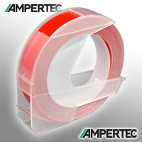 Ampertec Prägeband kompatibel zu Dymo S0898150 (520102) weiß auf rot 9mm x 3m
