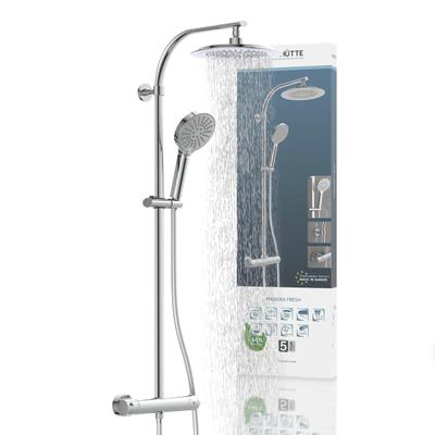 Duschsystem SCHÜTTE "MADURA FRESH", grau (chrom), H:101cm, Brausegarnituren, inkl. Wasserspardichtung, Sicherheitssperre, Antikalk, höhenverstellb.
