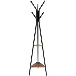 Helloshop26 - Freistehende Garderobe im rustikalen Stil Eingangsbereich-Möbel im Industriestil mit 2 Ablagen für Kleidung Hüte und 12_0007091
