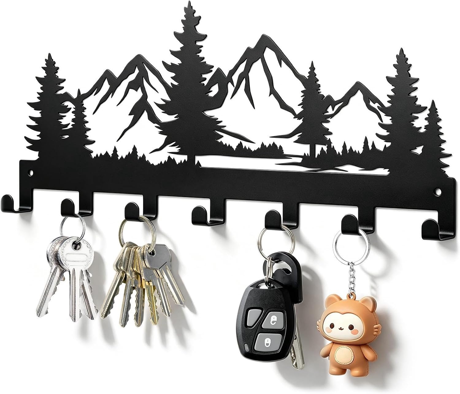 Homevero Sleutelrek met plank - Multifunctionele wandsleutelplank - Besneeuwd bergbos design