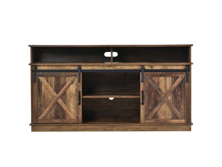 Grand meuble TV buffet ferme 148x40x78cm 2 portes coulissantes étagères réglables centre divertissement salon salle à manger
