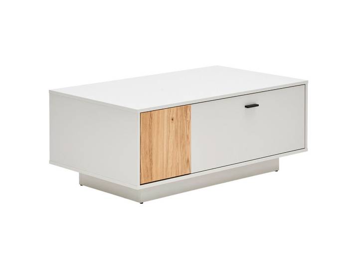 Hom`in Couchtisch, Esche, Hellgrau, Holz, Esche, massiv, 1 Schublade(n) Schubladen, rechteckig, Sockel, 65x45.5x110 cm, Stauraum, Wohnzimmer, Wohnzimmertische, Couchtische, Couchtische mit Stauraum