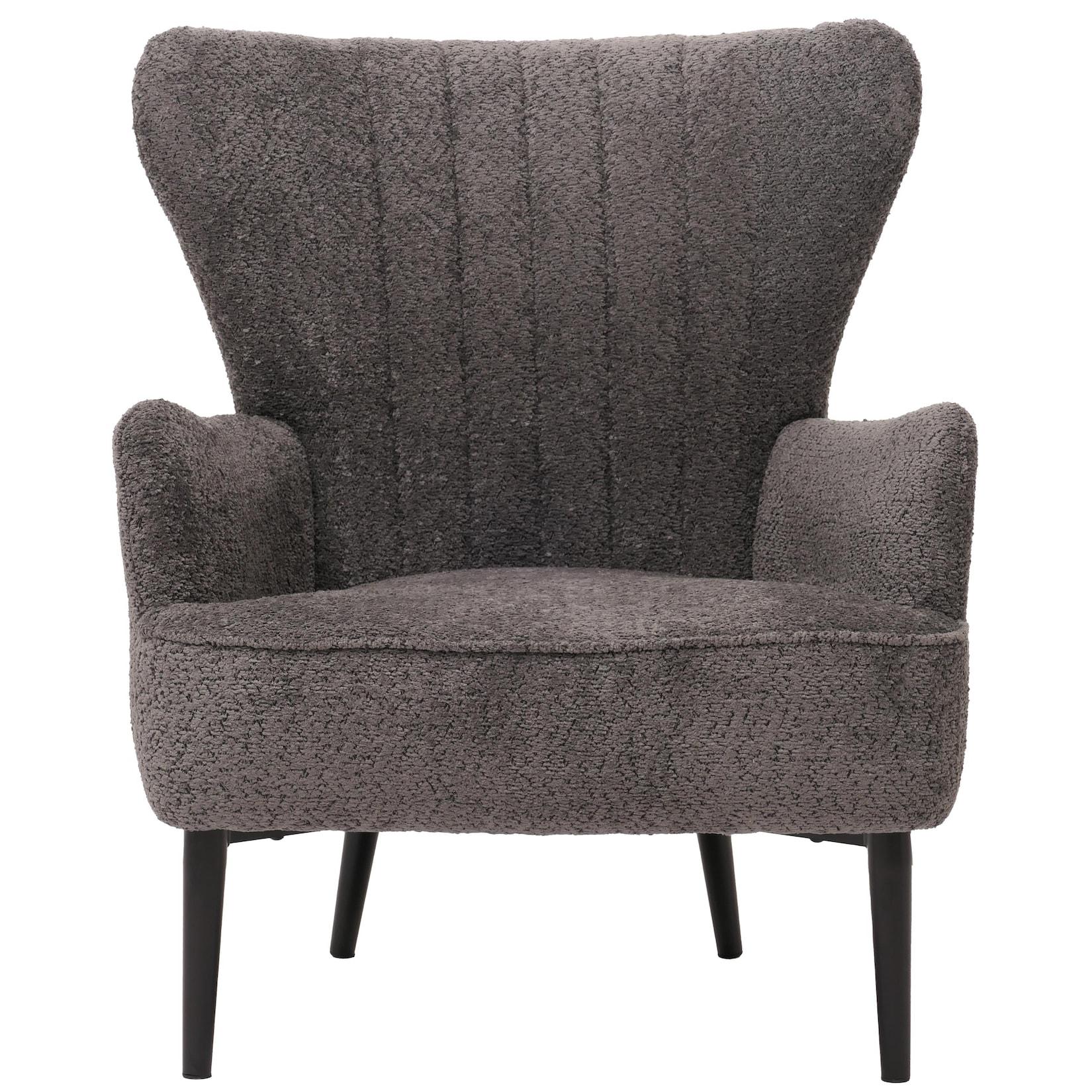 Lounge-Sessel MCW-K37, Cocktail-/Ohrensessel Polsterstuhl Retro Vintage Stoff Chenille (500g/m²) ~ dunkelgrau