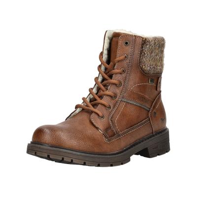 Schnürstiefelette MUSTANG SHOES "Mustang Shoes Stiefelette Lederimitat/Textil", Damen, Gr. 38, Textil, braun, Lederimitat, Textil, Schuhe Schnürstiefelette