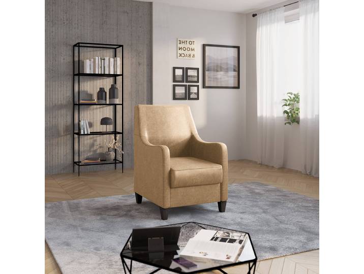 Sessel Beige Microfaser Priya 70 x 93 x 75cm
