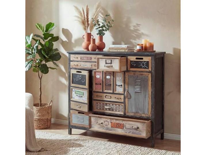Mendler Apotheker-Schrank HWC-A43AM, 100x110x32cm, Tanne, Shabby-Look Kommode, Holz, massiv Vintage
