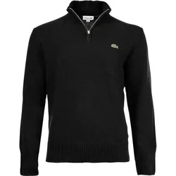 LACOSTE Herren Pullover - Troyer-Kragen, Rippstrick, Wolle Schwarz / 3XL