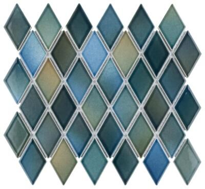 "Merola Tile Hudson Kite Lagoon 10-1/8"" x 11-3/4"" Porcelain Mosaic Floor and Wall Tile"