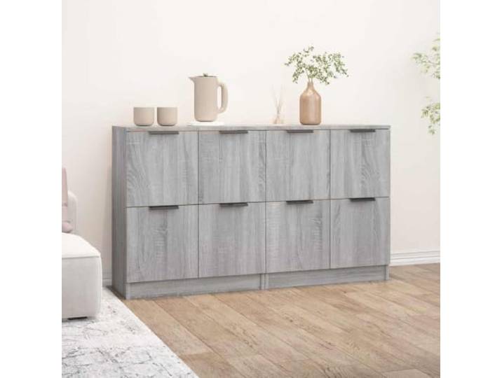 HEFZGDB Sideboards 2 STK. Grau Sonoma 60x30x70 cm: Minimalistische Sideboards für Zuhause mit reichlich Stauraum, multifunktionale als Konsolenschrank aus pflegeleichtem Holzwerkstoff
