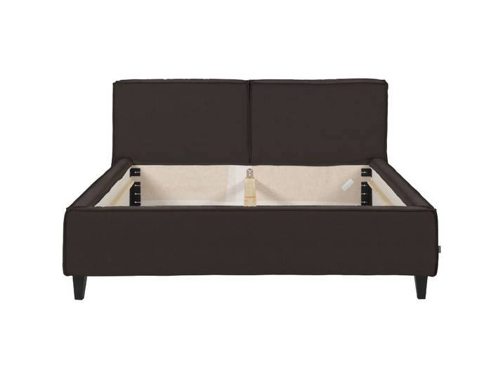 Bett Smith dunkelbraun Leder 140 x 200 cm - Bett