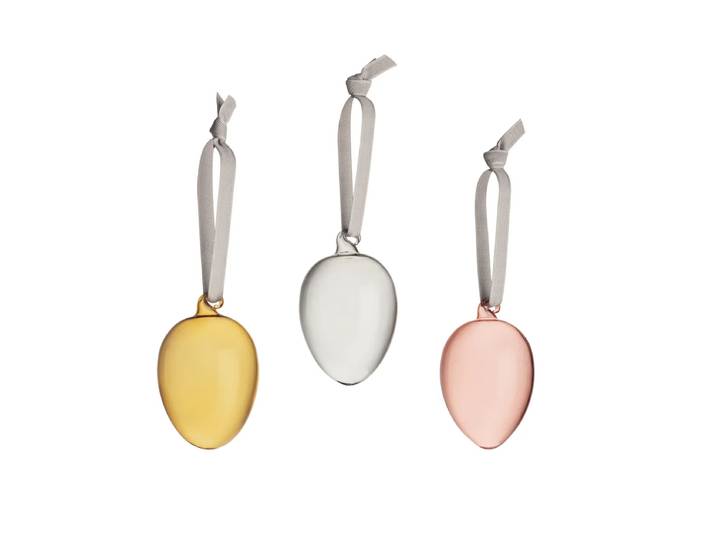 Iittala - Ostereier aus Glas, grau / gelb / rosa (3er-Set)