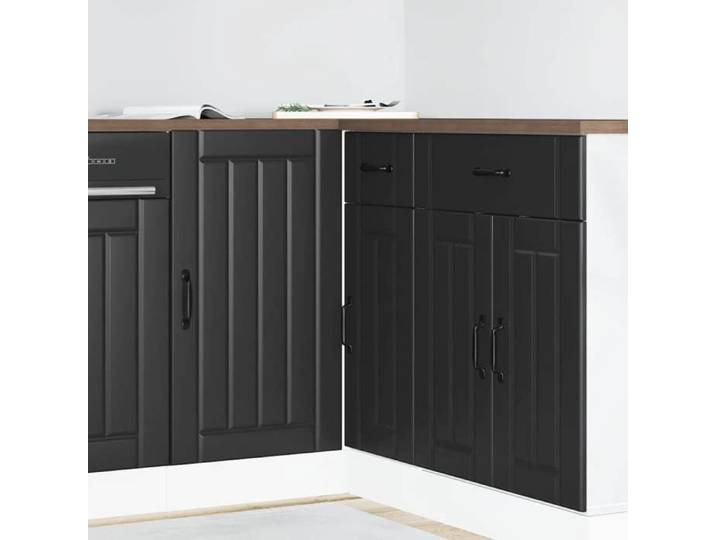 Noir Meuble bas de cuisine « Lucca » en bois d'ingénierie noir - Meuble Rangement LV38106