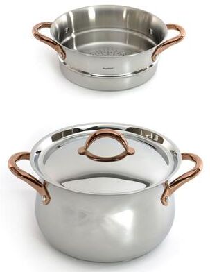 BergHOFF Ouro Gold 3pc 18/10 SS Steamer Set, SS Lids, Rose Gold Handles