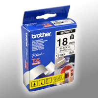 Brother P-Touch Band TZe-SE4 schwarz auf weiß 18mm / 8m laminiert Siegelband