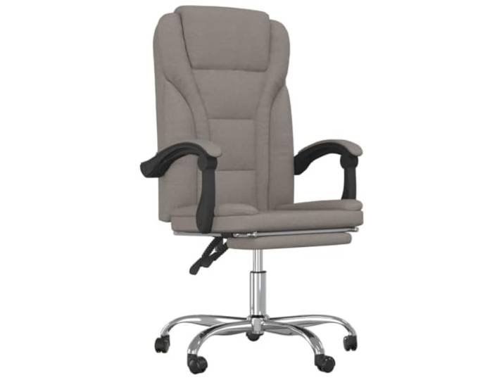 Favemtsl Bürostuhl mit Liegefunktion Ergonomischer Schreibtischstuhl Taupe Verstellbarer Drehsessel mit Fußstütze und atmungsaktivem Stoffbezug für komfortables Arbeiten im Arbeitszimmer.