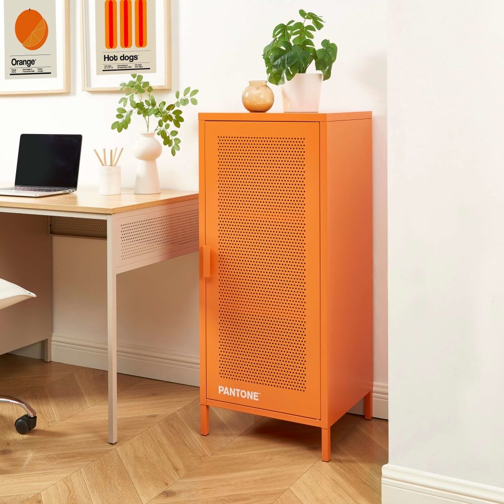 Pantone Caisson de bureau métal orange h105cm Orange 45x105x40cm