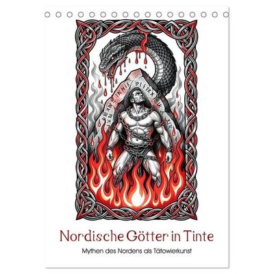 Nordische Götter in Tinte (Tischkalender 2027 DIN A5 hoch), CALVENDO Monatskalender