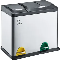 SVITA TC2Combo26 Küchen-Eimer 26Liter 8L+18L kombiniert doppelt Abfalleimer 2er-Mülleimer Mülltrennung Treteimer Silber