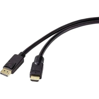 Renkforce DisplayPort / HDMI Adapterkabel DisplayPort Stecker, HDMI-A Stecker 7.50 m Schwarz RF-4581868 DisplayPort-Kabel