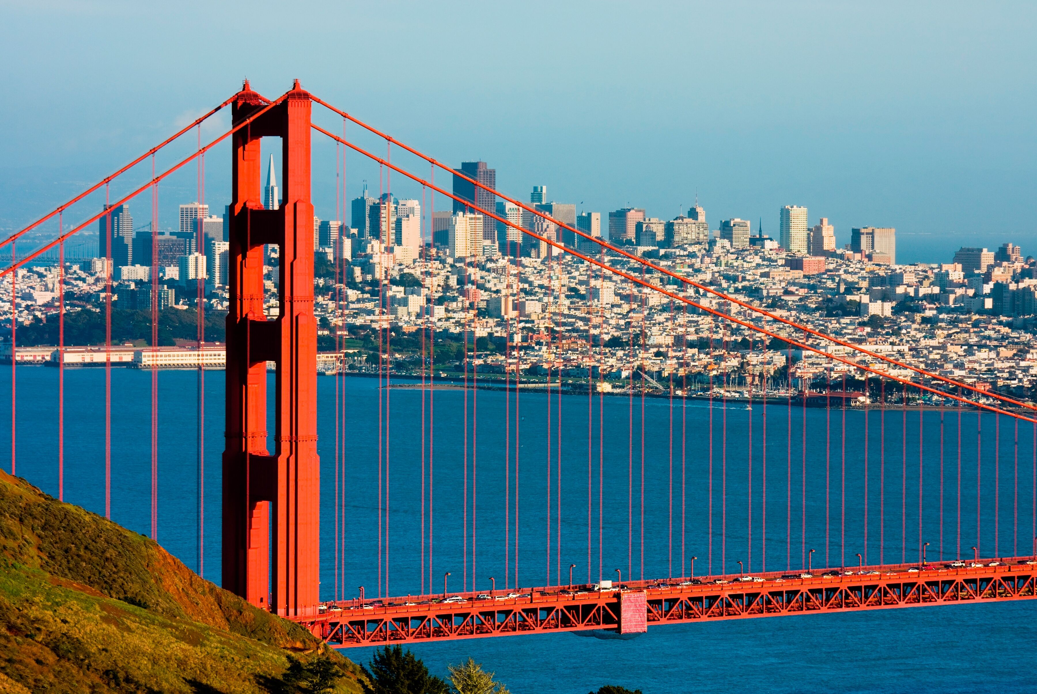 Fototapete PAPERMOON "Golden Gate Bridge", bunt, B:2m L:1,49m, Vlies, Tapeten, Fototapete bunt B/L: 2m x 1,49m, Bahnen: 4 Stk.