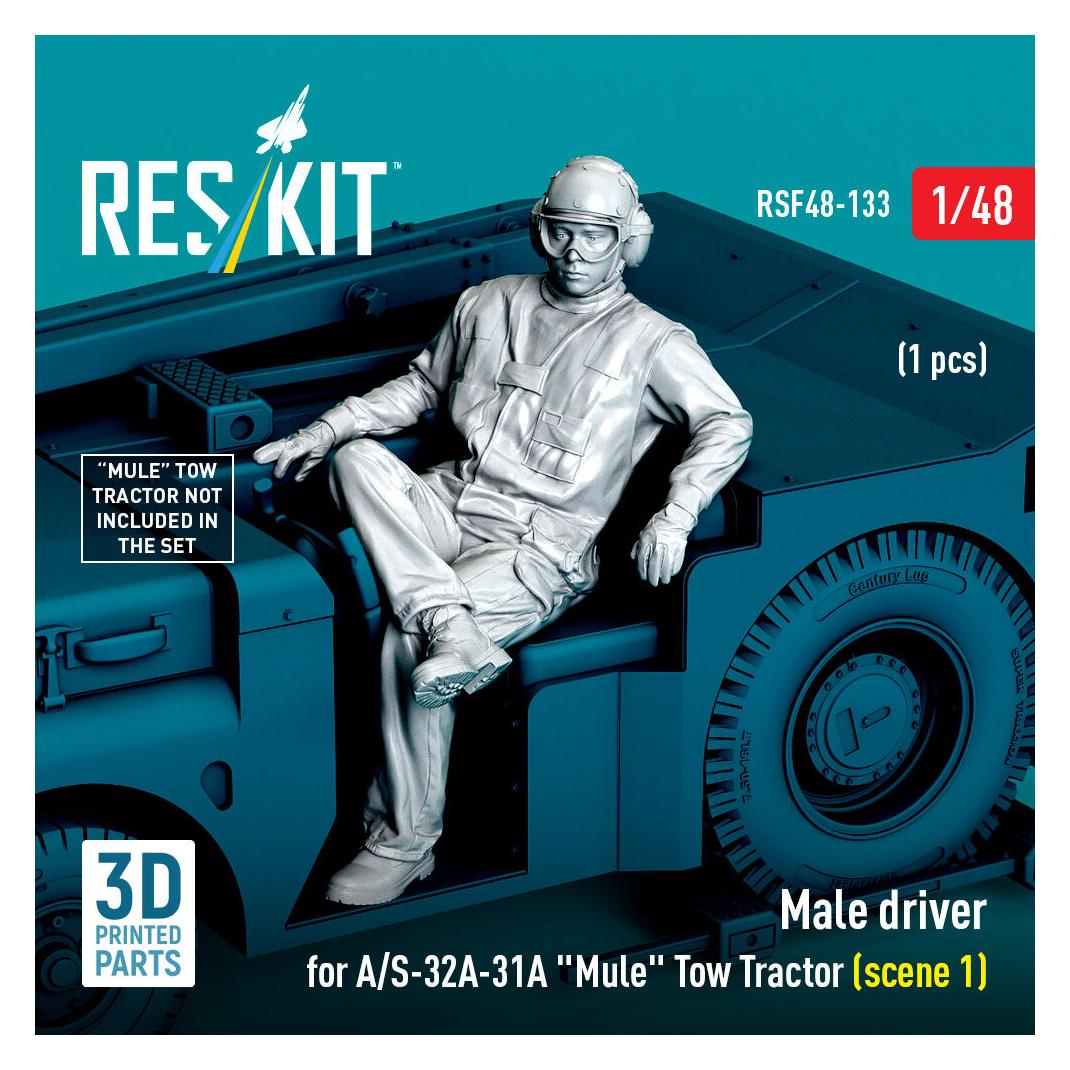 ResKit Male driver for A/S-32A-31A Mule Tow Tractor (scene 1) (1 pcs) (3D Printed) (RSF48-0133)