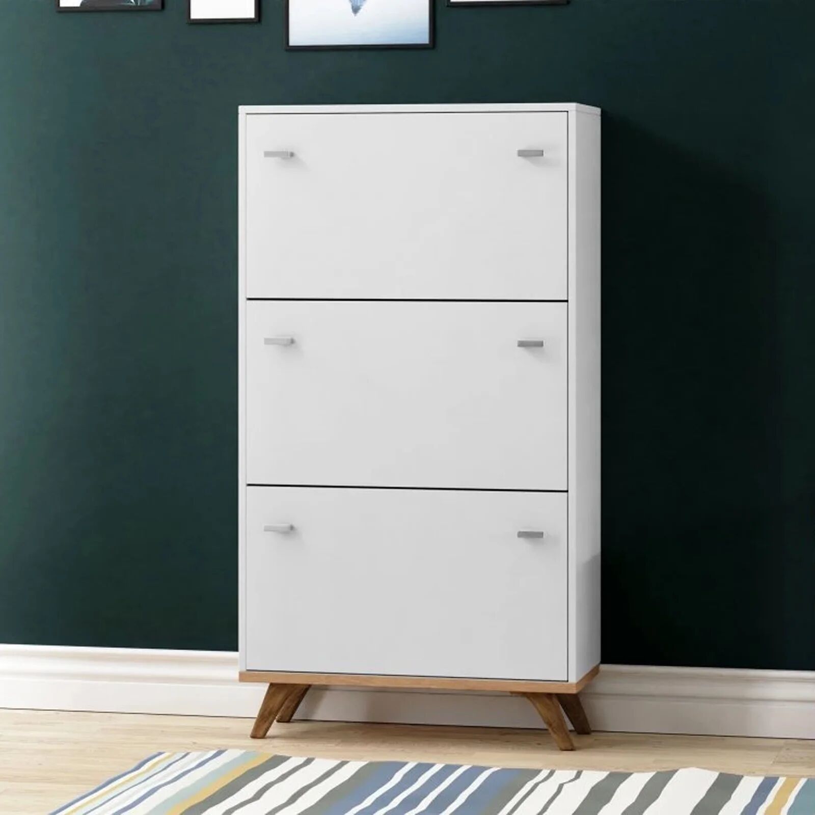 garneroarredamenti Scarpiera 60x130h cm 3 ante bianco rovere Clea