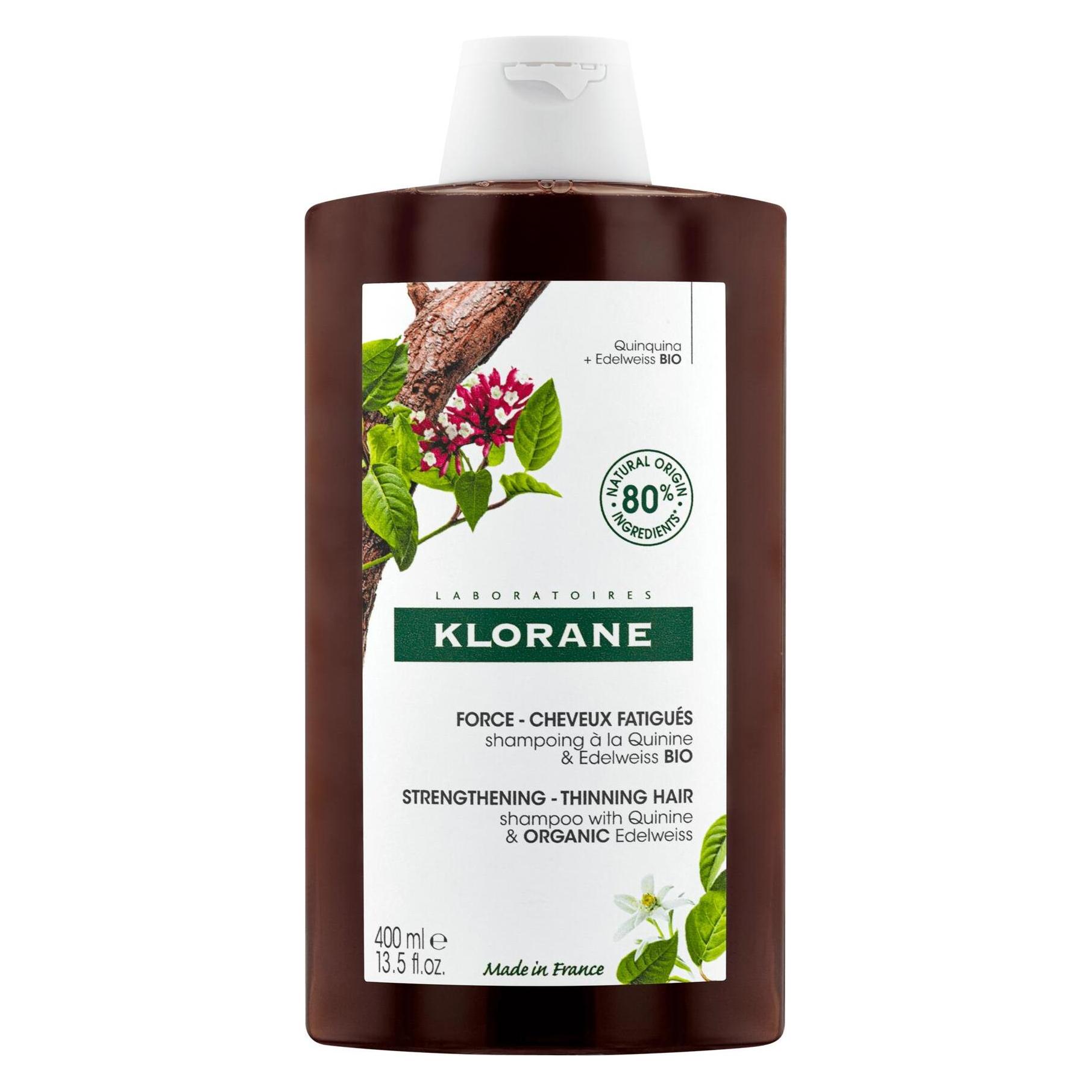 Klorane Stärkendes Shampoo mit Chinin und BIO-Edelweiss (Flüssiges Shampoo, 400 ml) (P0003785)