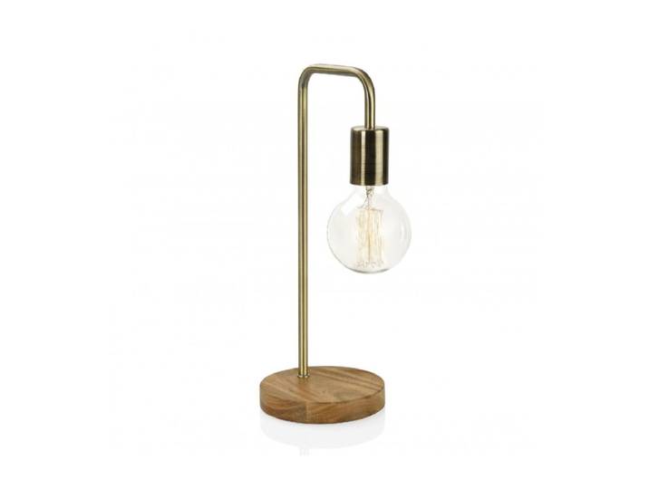 Lampe à poser design en bois et laiton