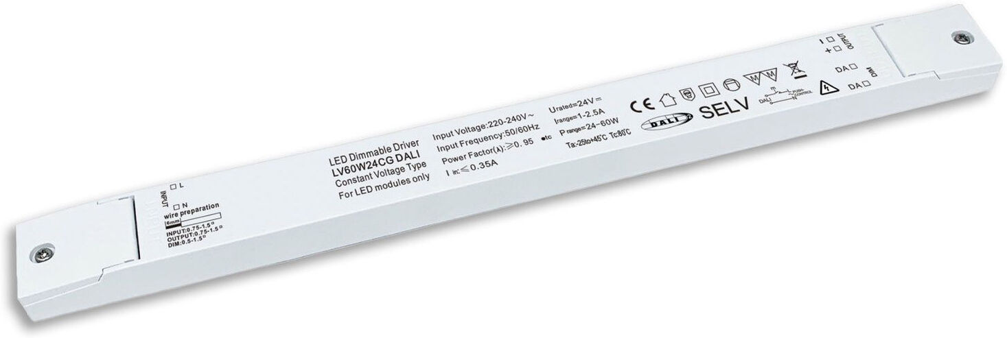 Isoled Led Pwm-Trafo 24v/dc, 0-60w, Ultraslim, Push/dali-2 Dimmbar, Selv