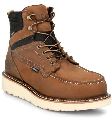 "Justin Boots Hardwire 6"" Moc Steel Toe - Mens 10.5 Brown Boot E2"