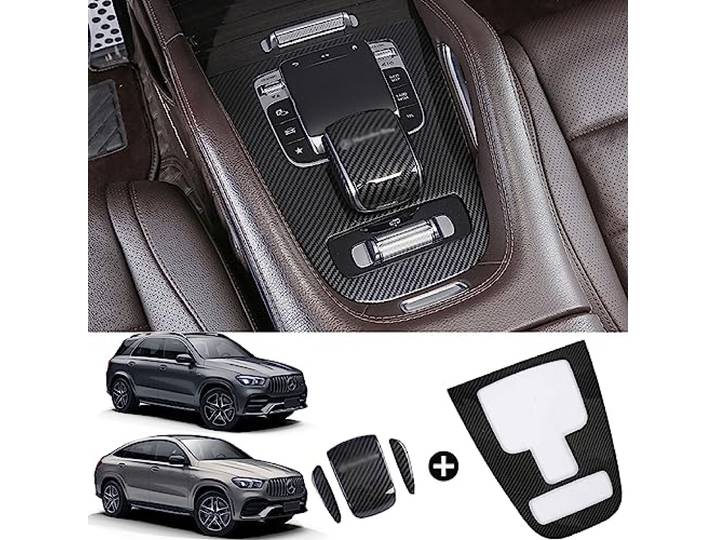 BraveKing Für Mercedes-Benz GLE GLS Carbon Fiber Car Center Console Gear Shift Panel Frame Cover Trim für Mercedes Benz W167 X167 V167 GLE 350 450 AMG 53 Coupé 63 S GLS 450 580 AMG Dekorationszubehör