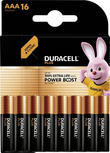 DURACELL Alkaline-Micro-Batterie LR03, 1,5V, Plus, Power Boost, 16 Stück
