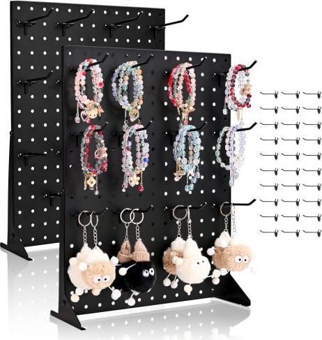 VEVOR Pegboard Displaystandaard met 30 haken, Zwart Staal, 2 stuks