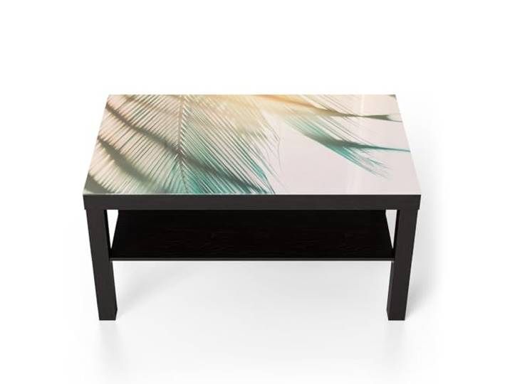 DEQORI Glastisch schwarz groß 90x50 cm Motiv Sanfte Palmen ausgefallener Beistelltisch aus Glas Hochglanz Couchtisch fürs Wohnzimmer moderner Couch Tisch mit Design