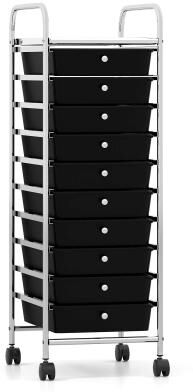 Rolling Storage Cart with 10 Drawers & Wheels for Office Home School