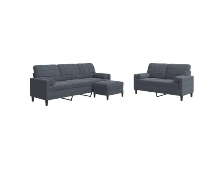 GHVBNMF 3-TLG Sofagarnitur Samt mit 2er 3er Sofa und Hocker Dunkelgrau Weiche Couchgarnitur aus Samtstoff mit stabilem Metallgestell für Wohnzimmer, Gästezimmer und Lounge.