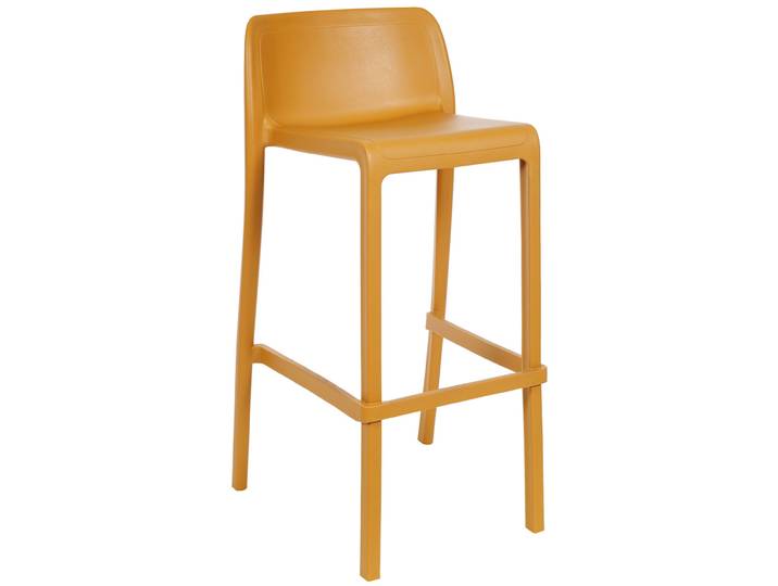 Tabouret haut d’extérieur Jonah en polypropylène recyclable – Moutarde
