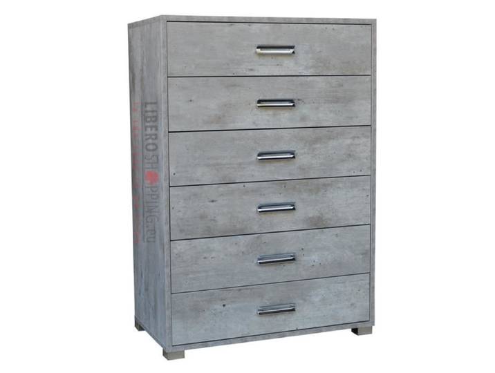 Commode - Grande - 6 tiroirs - Mélamine - Blanc - Contemporain