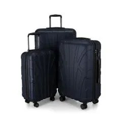 SUITLINE - 3er Koffer-Set Hartschalenkoffer Trolley, TSA, S M & L, Dunkelblau